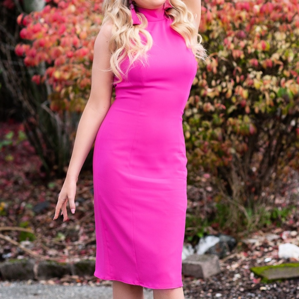 CUSTOM PINK HIGH NECK DRESS